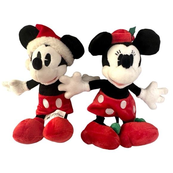 Disney original Mickey Mouse and Minnie Mouse Christmas holiday stuffed toys set - Picture 2 of 10
